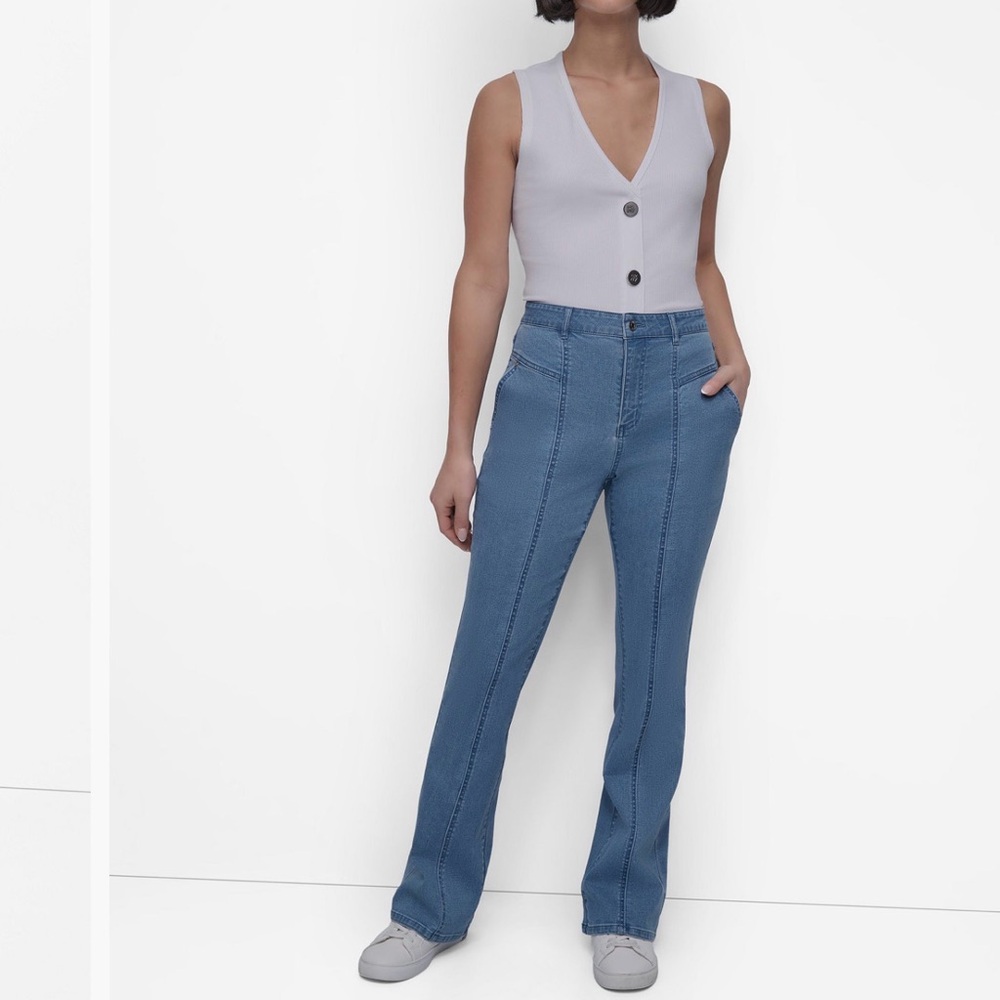Donna Karan Blue Flare & Wide Leg Jeans